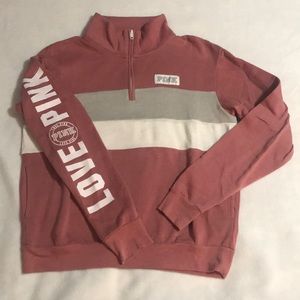 Pink quarter zip sweatshirt